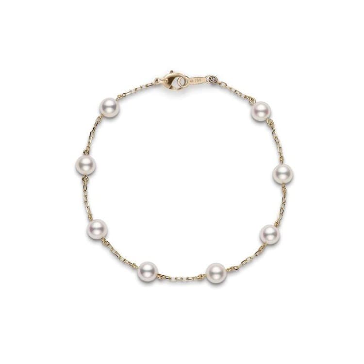 Mikimoto Yellow Gold Eight Pearl Station Bracelet