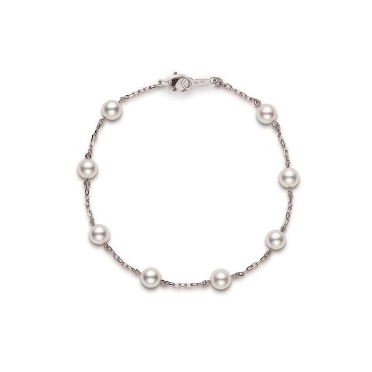 Mikimoto White Gold Eight Pearl Station Bracelet