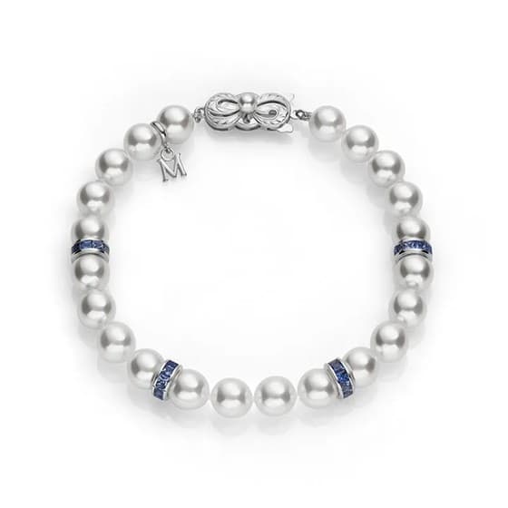 Mikimoto Ocean Akoya Cultured Pearl and Sapphire Rondelle Bracelet in 18K White Gold 0