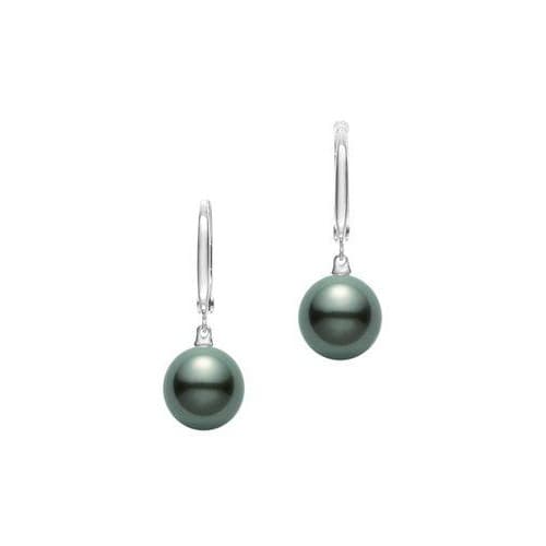 Mikimoto White Gold Black South Sea Pearl Drop Earrings