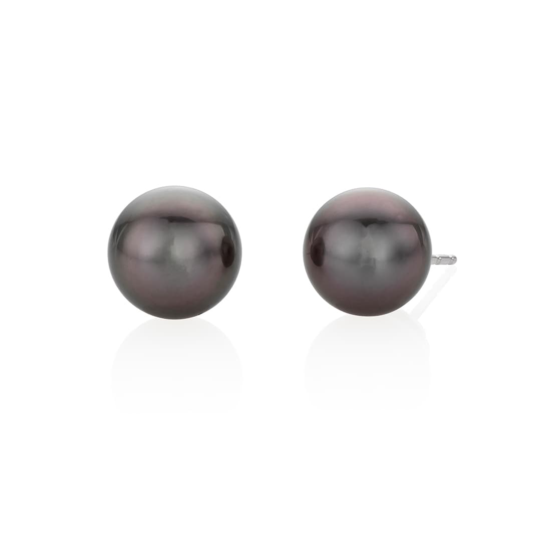 9.5mm Black Tahitian Pearl Stud Earrings 0