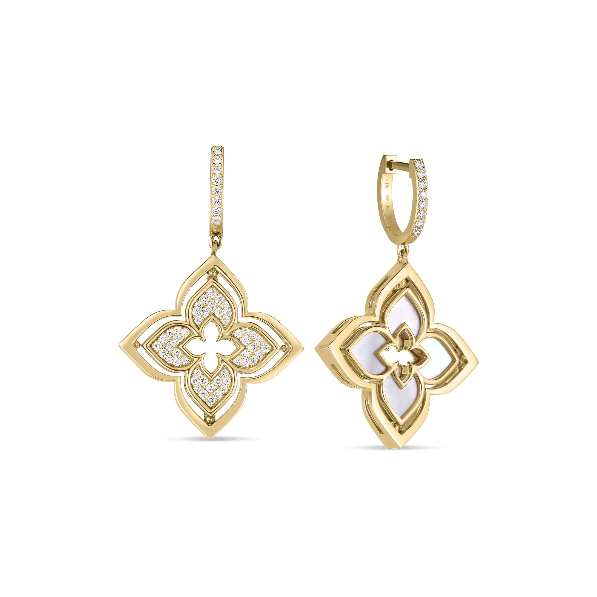 Roberto Coin Venetian Princess Reversible Earrings with Mother of Pearl and Pave Diamonds