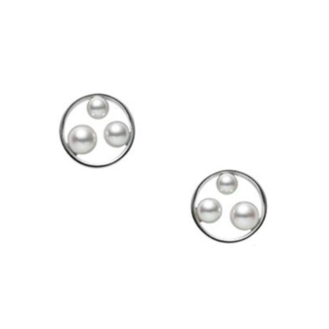 Mikimoto Open Circle A Akoya Pearl Stud Earrings