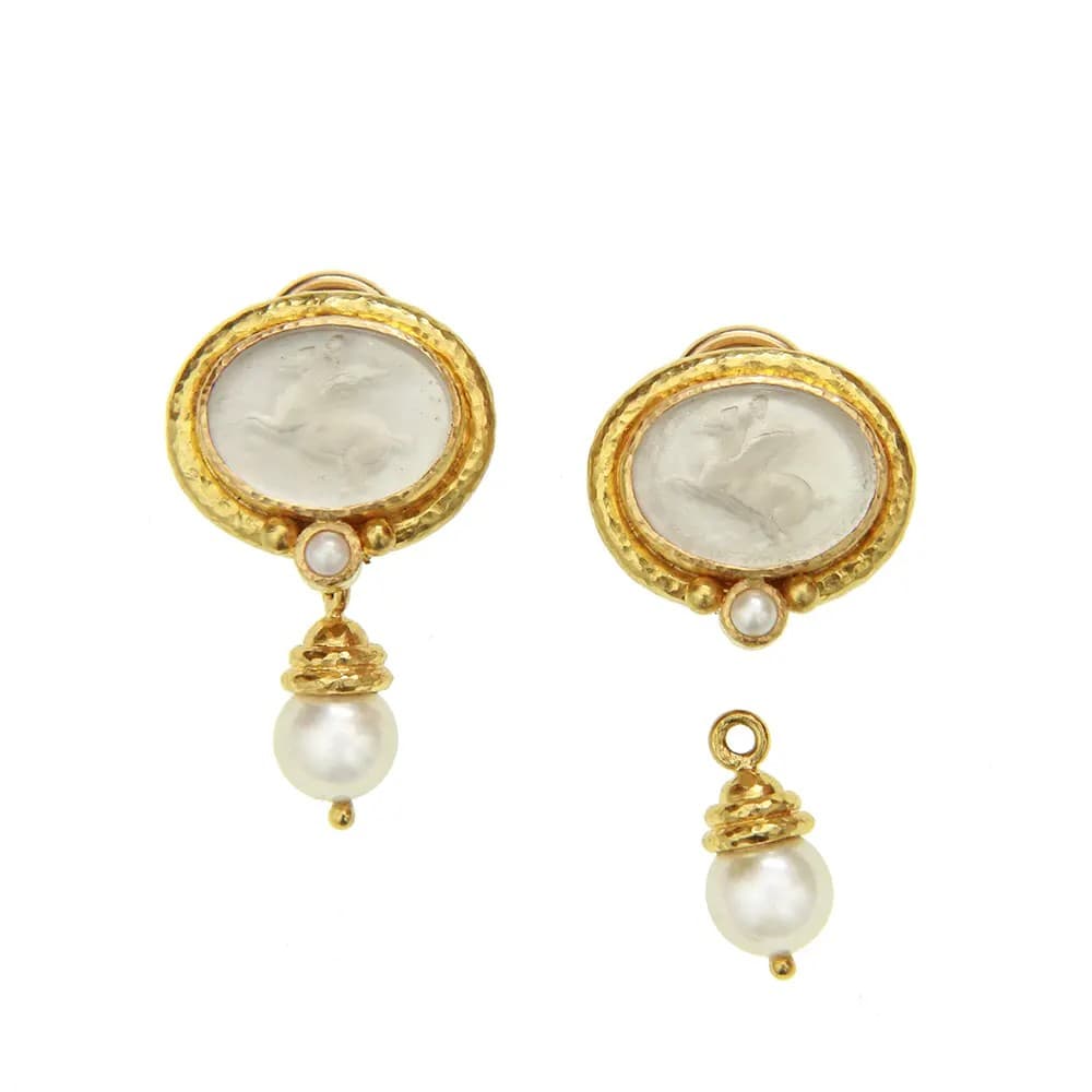 Elizabeth Locke Pegasus Convertible Pearl Earrings 0