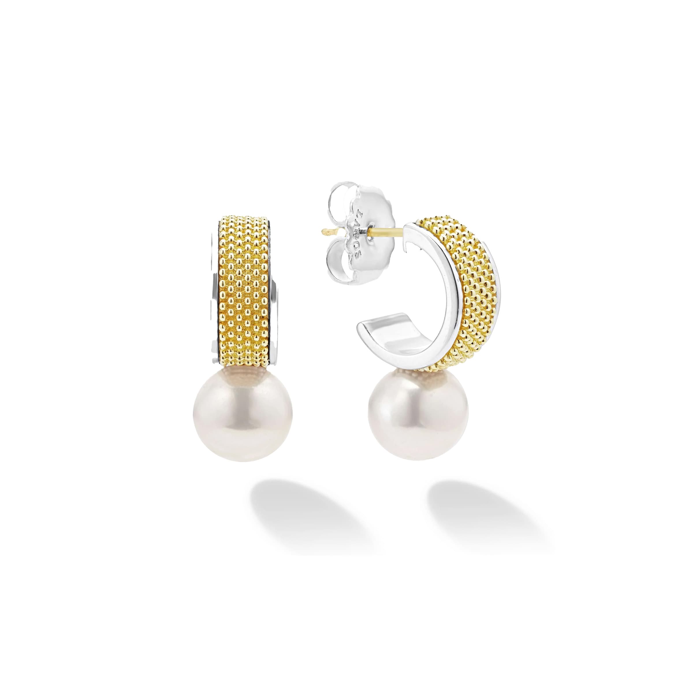 Lagos Luna Two-Tone Pearl Hoop Earrings