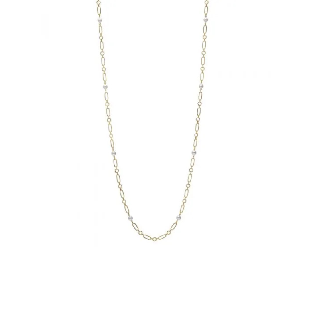 Mikimoto M Code Akoya Cultured Pearl Necklace in 18K Yellow Gold - 32 Inch