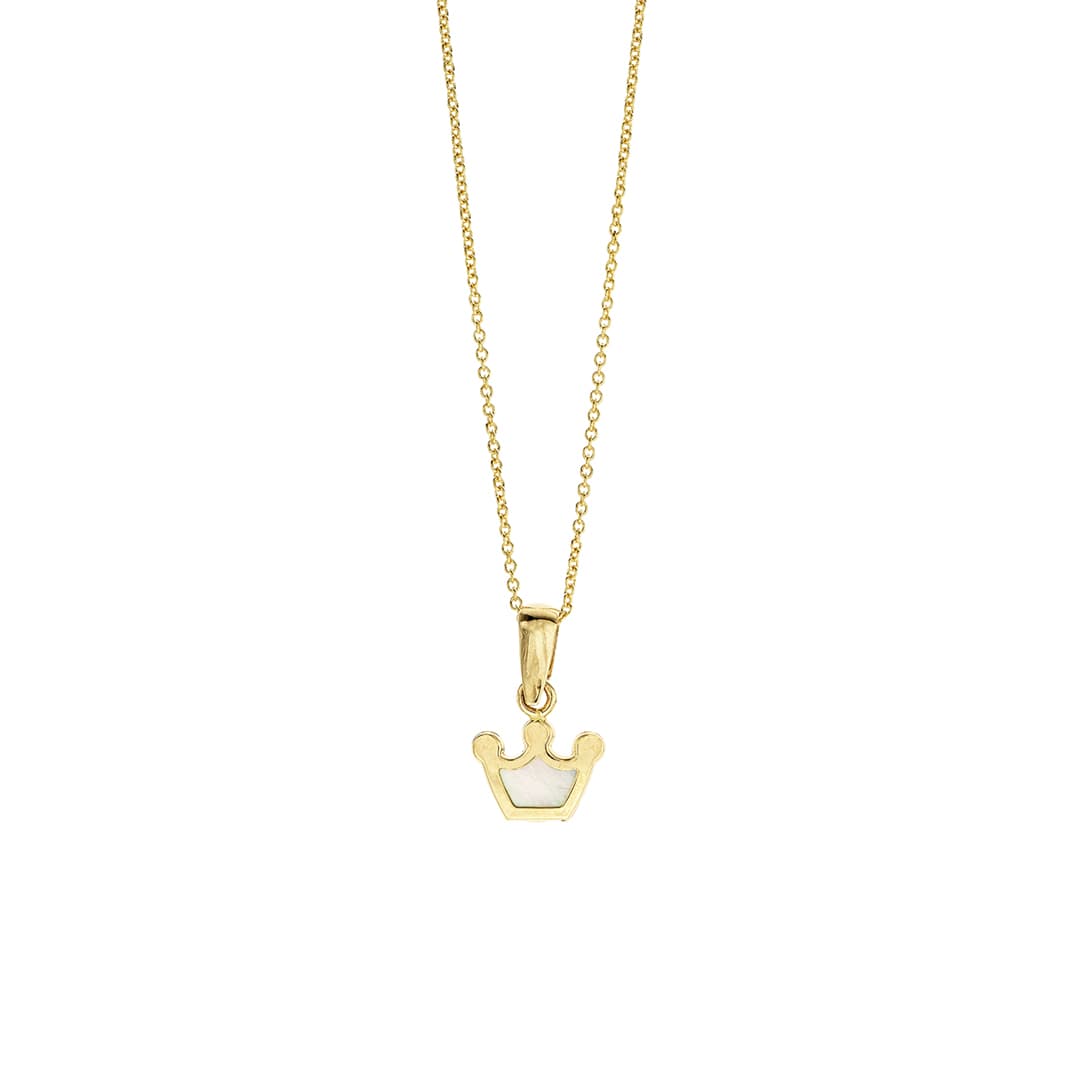 Child's Mother of Pearl Crown Necklace in 14k Yellow Gold 0