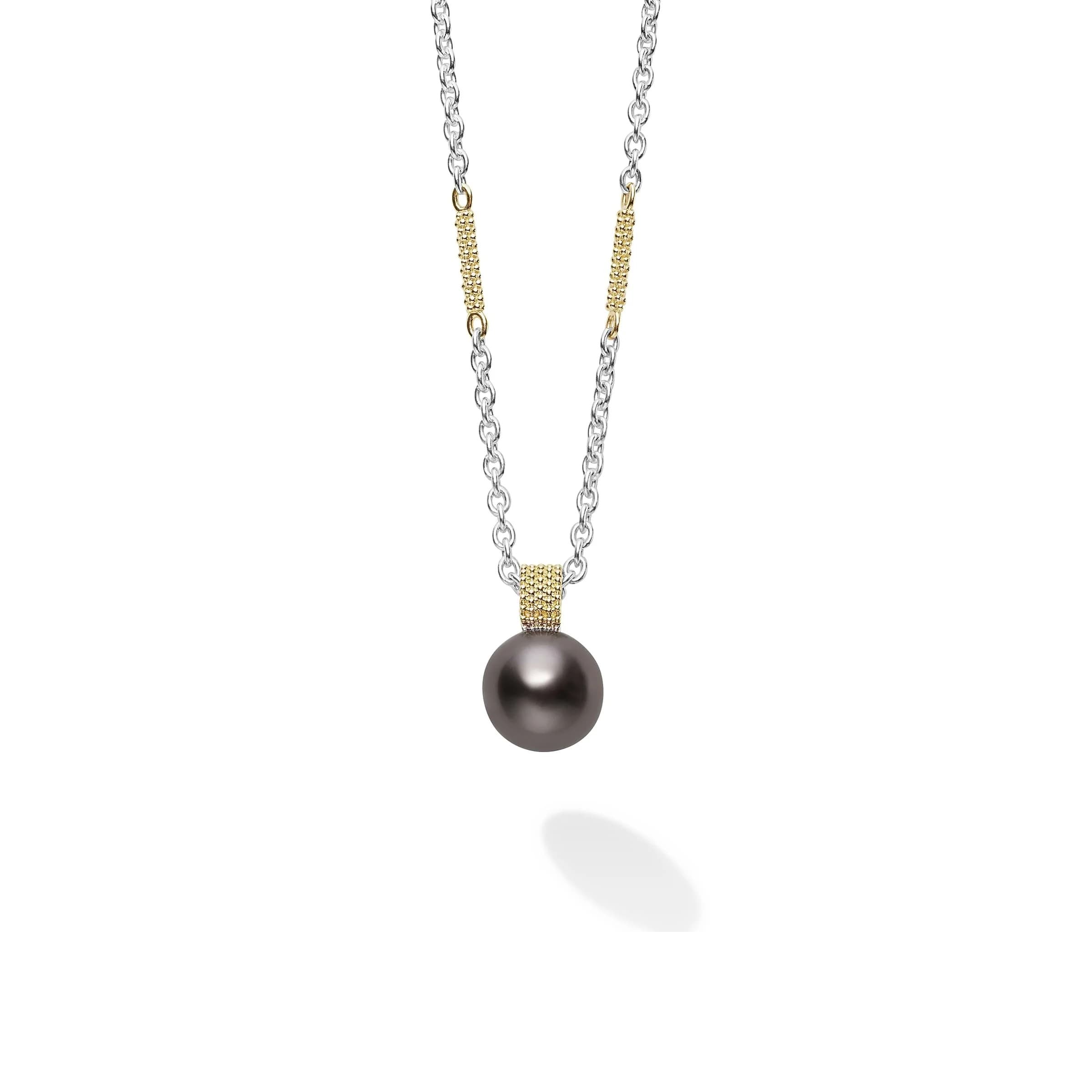 Lagos Luna Tahitian Black Pearl Pendant Necklace