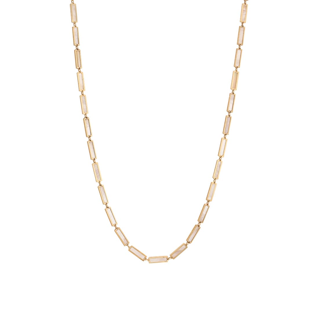 Bar Link Necklace in Yellow Gold with Mother of Pearl 0