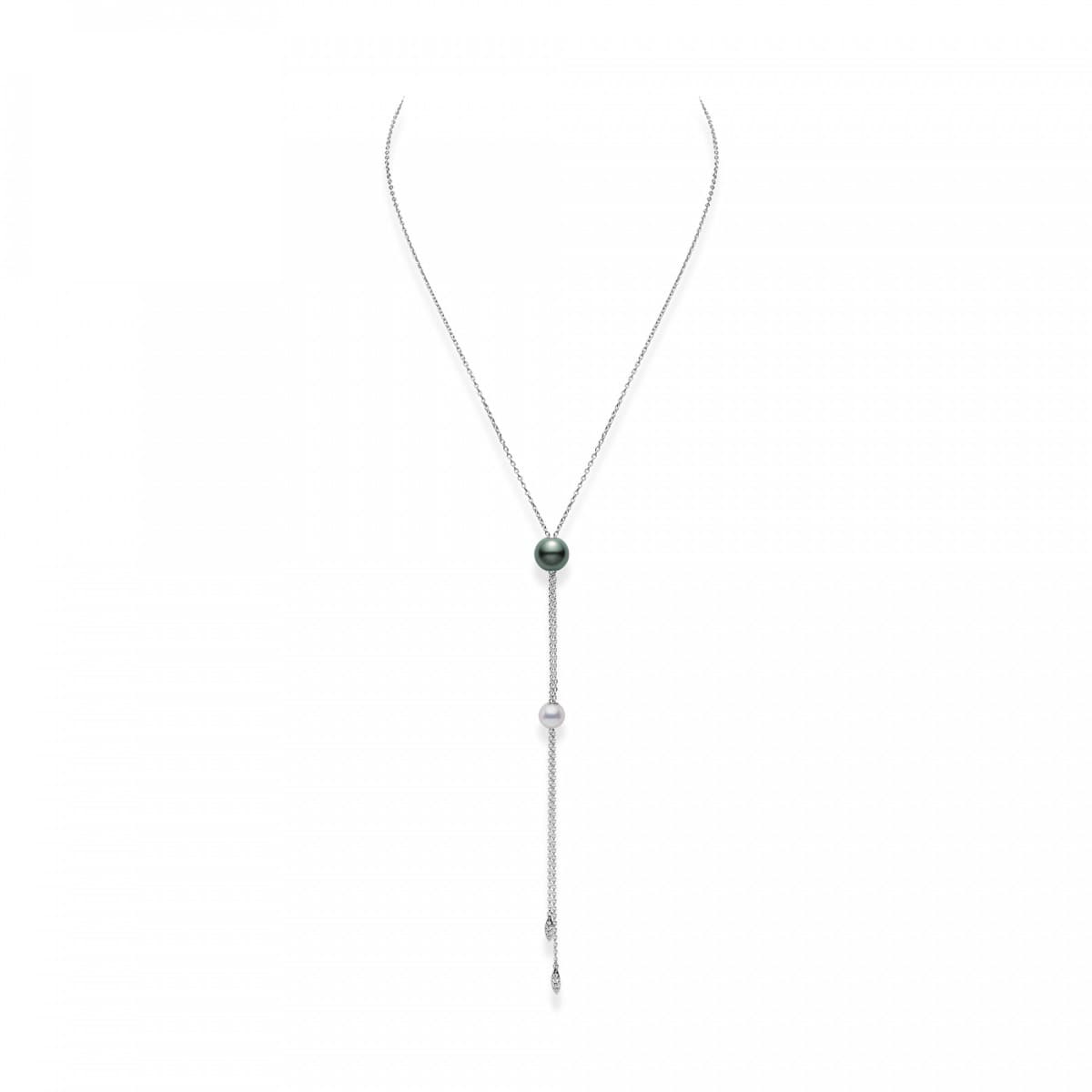 Mikimoto Pearls in Motion Akoya and Black South Sea Cultured Pearl Pendant in 18K White Gold