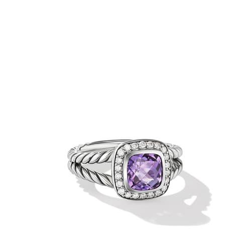 David Yurman Petite Albion Ring with Amethyst and Diamonds
