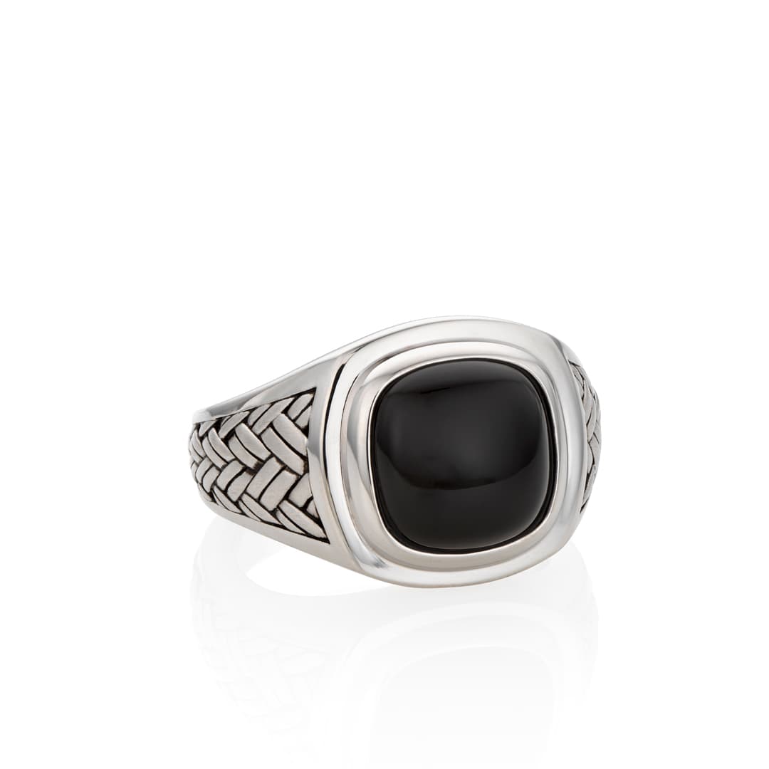 Black Agate Signet Ring 0