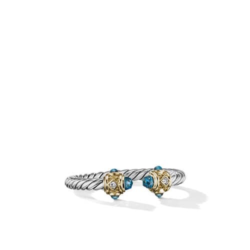 David Yurman Renaissance Cable Ring with Hampton Blue Topaz, size 6