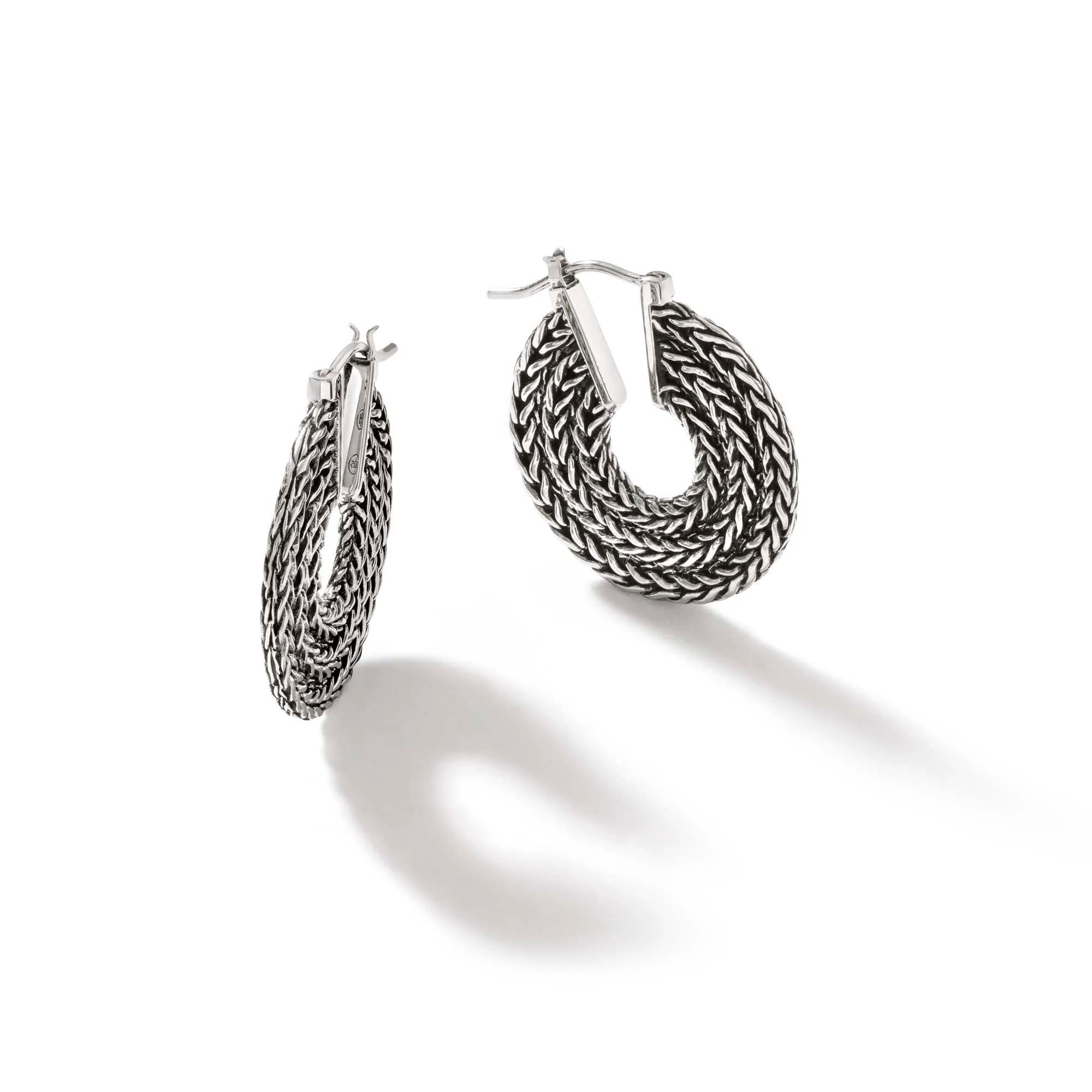 John Hardy Sterling Silver Rata Chain Hoop Earrings