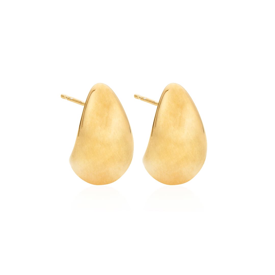 Small Gold Plated Puffy Teardrop Earrings 0