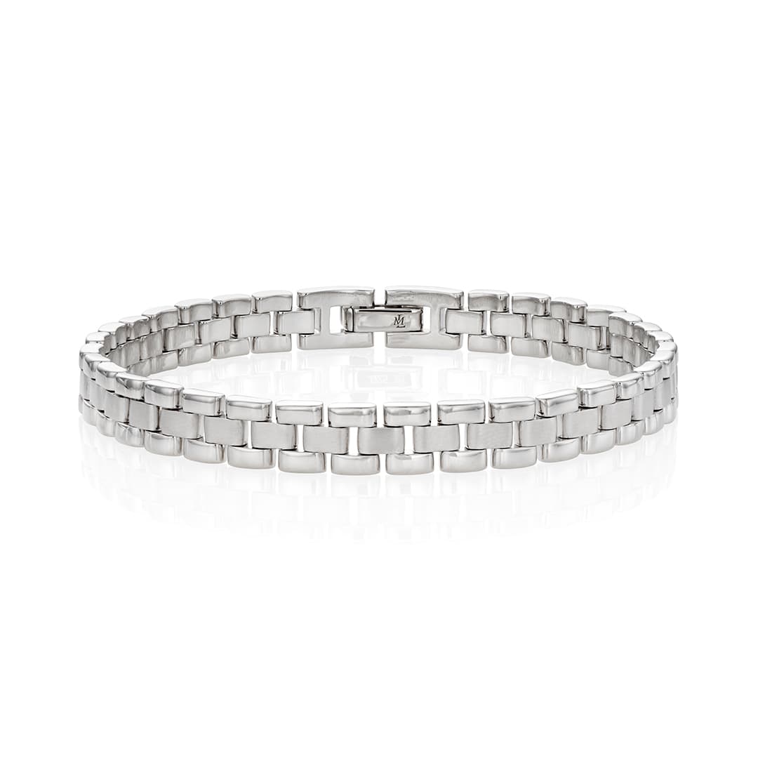 Three Row Link Style Sterling Silver Bracelet 0