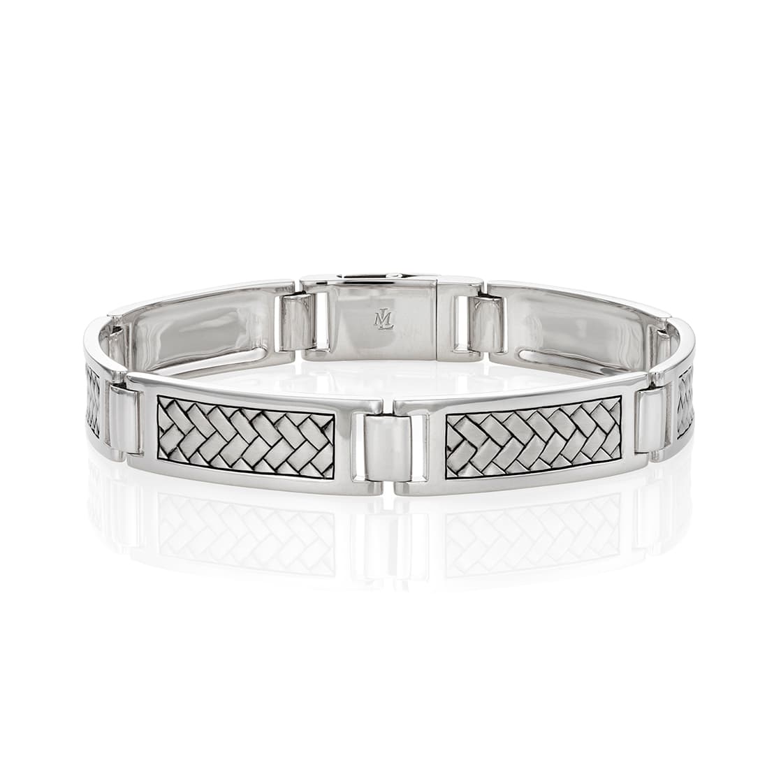 Bar Link Sterling Silver Bracelet with Woven Details