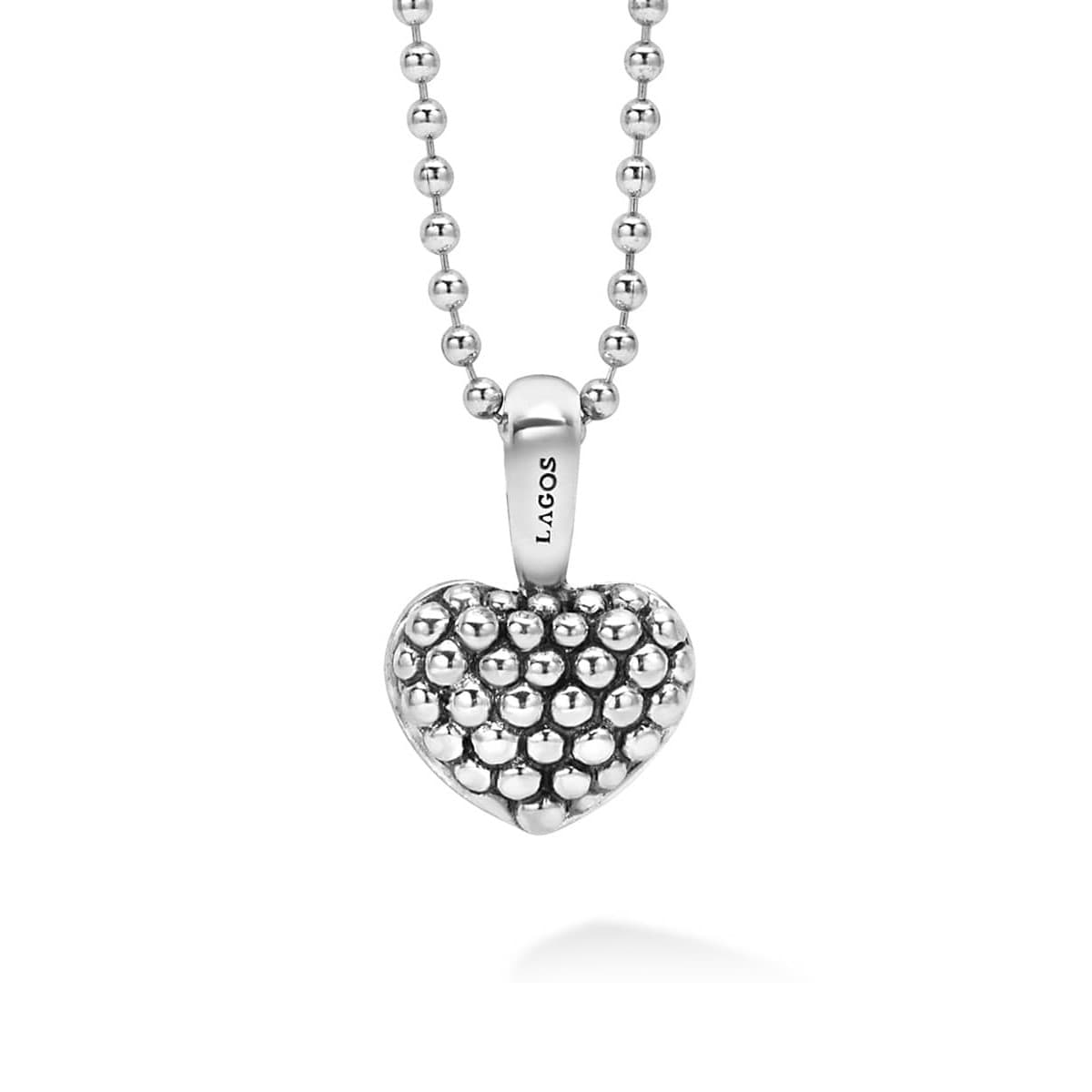 Lagos Signature Caviar Beaded Heart Pendant Necklace