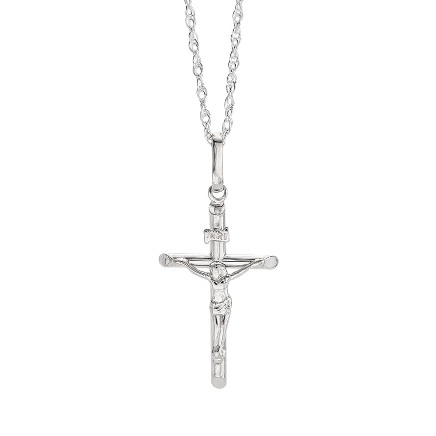 Sterling Silver Polished Crucifix Necklace