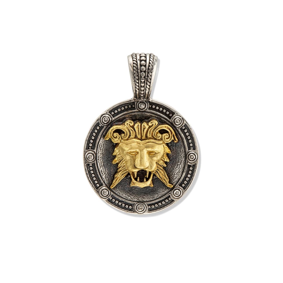 Konstantino Silver and Bronze Lion Head Pendant 0