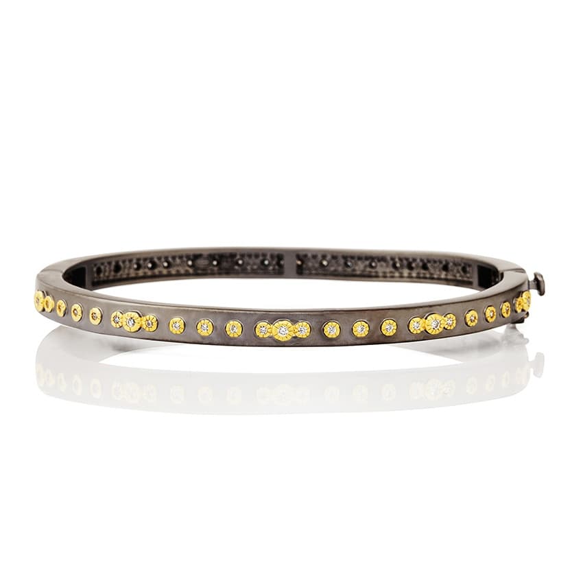 Freida Rothman Reverse Mini Stud Eternity Hinge Bangle 0