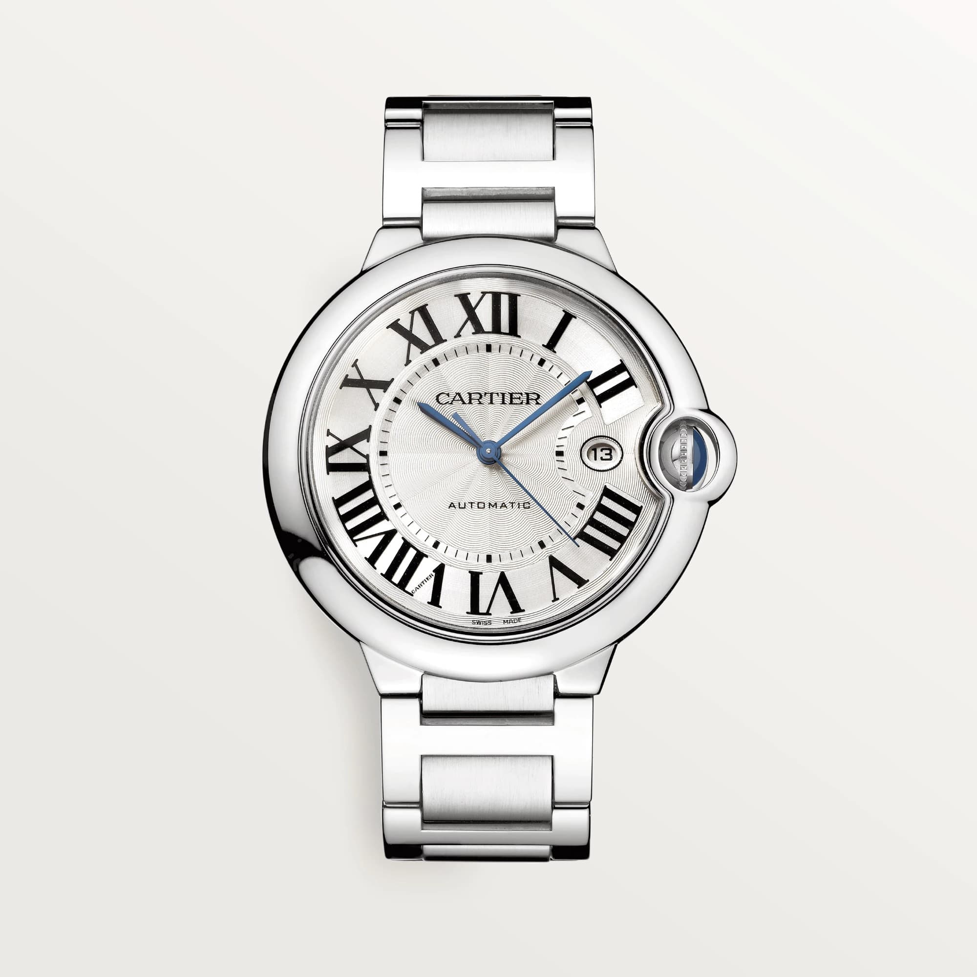 Ballon Bleu de Cartier Watch, Silver Guilloche Dial, 42mm
