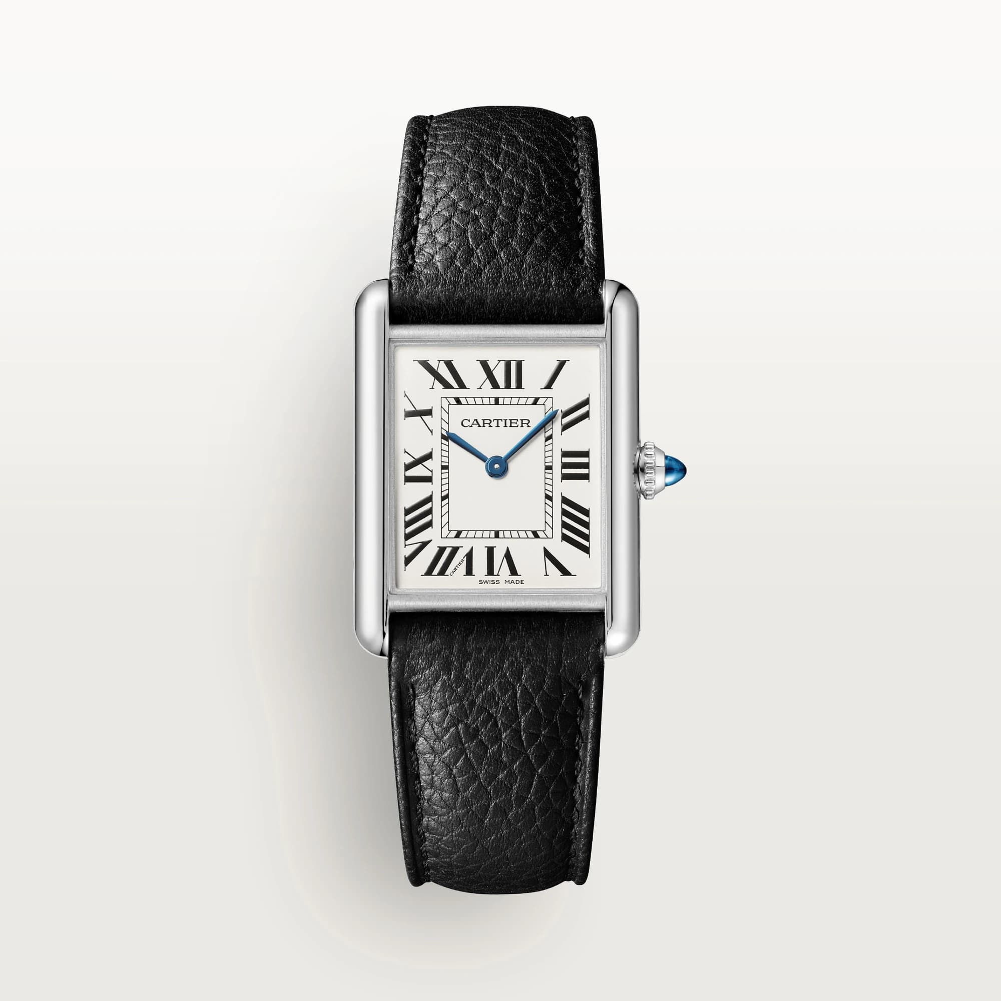 Cartier Large Tank Must Watch, Black Calfskin Strap
