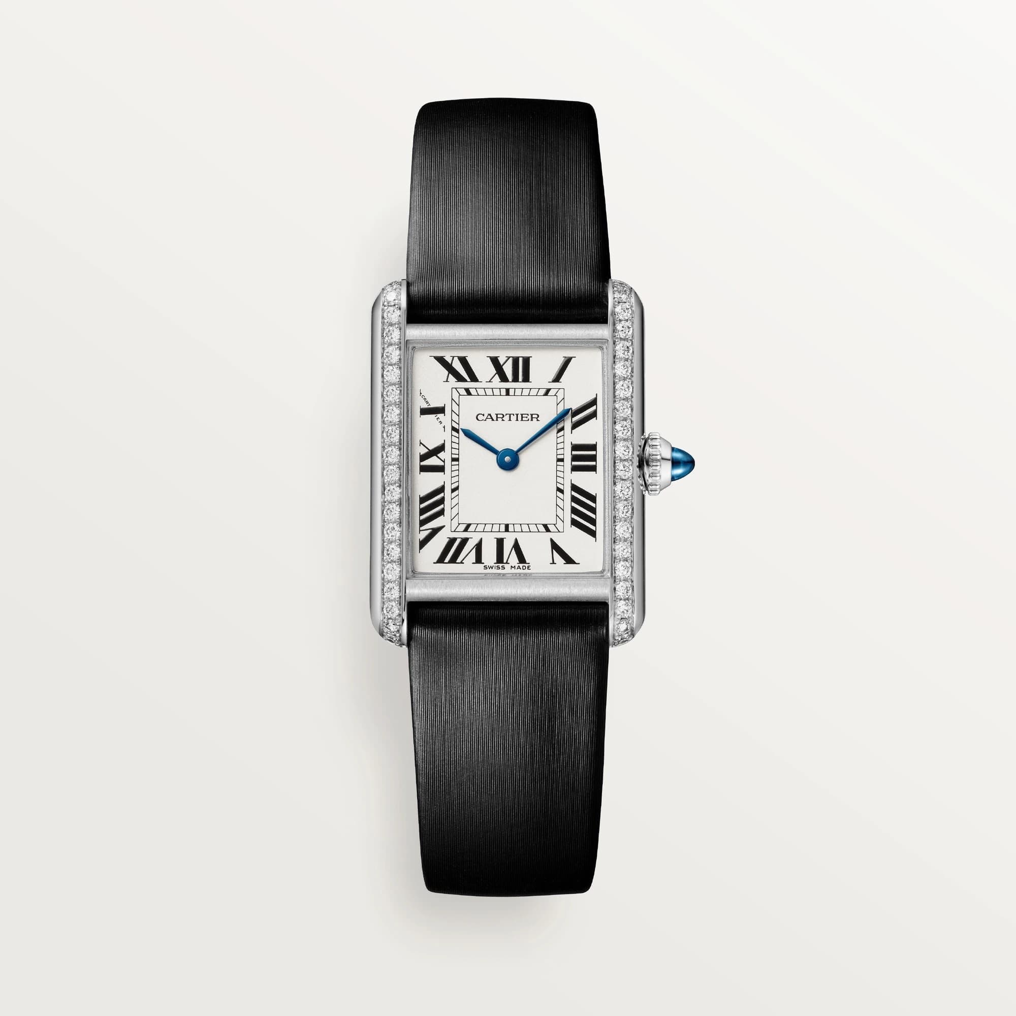 Cartier Tank Must Watch with Diamonds and Calfskin Strap, small
