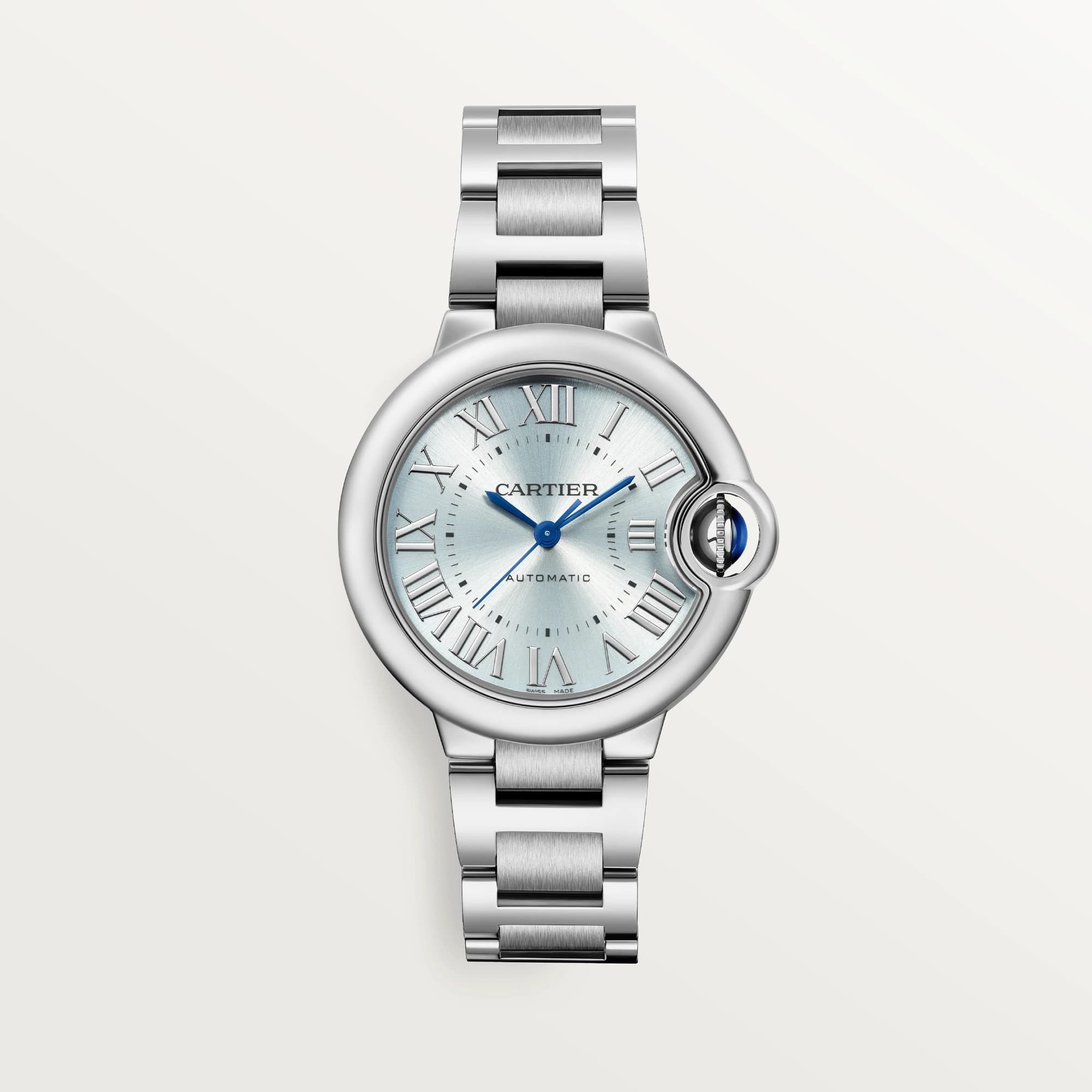 Ballon Bleu de Cartier Watch, Blue Silvered Sunray-Brushed Dial, 33mm
