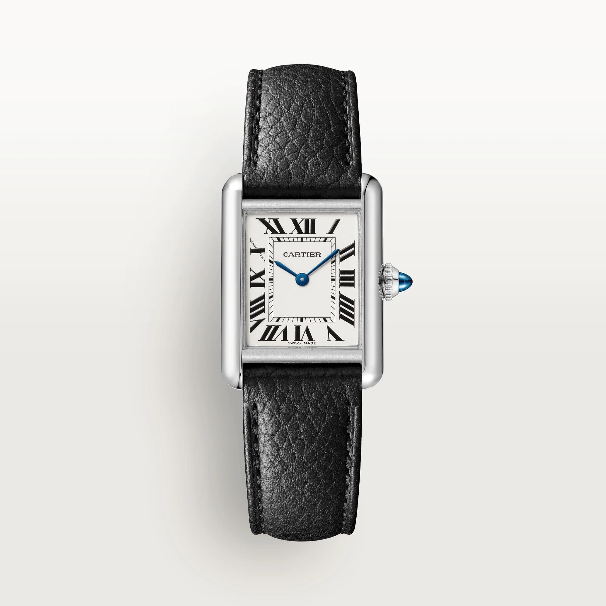 Cartier Small Tank Must Watch, Black Calfskin Strap
