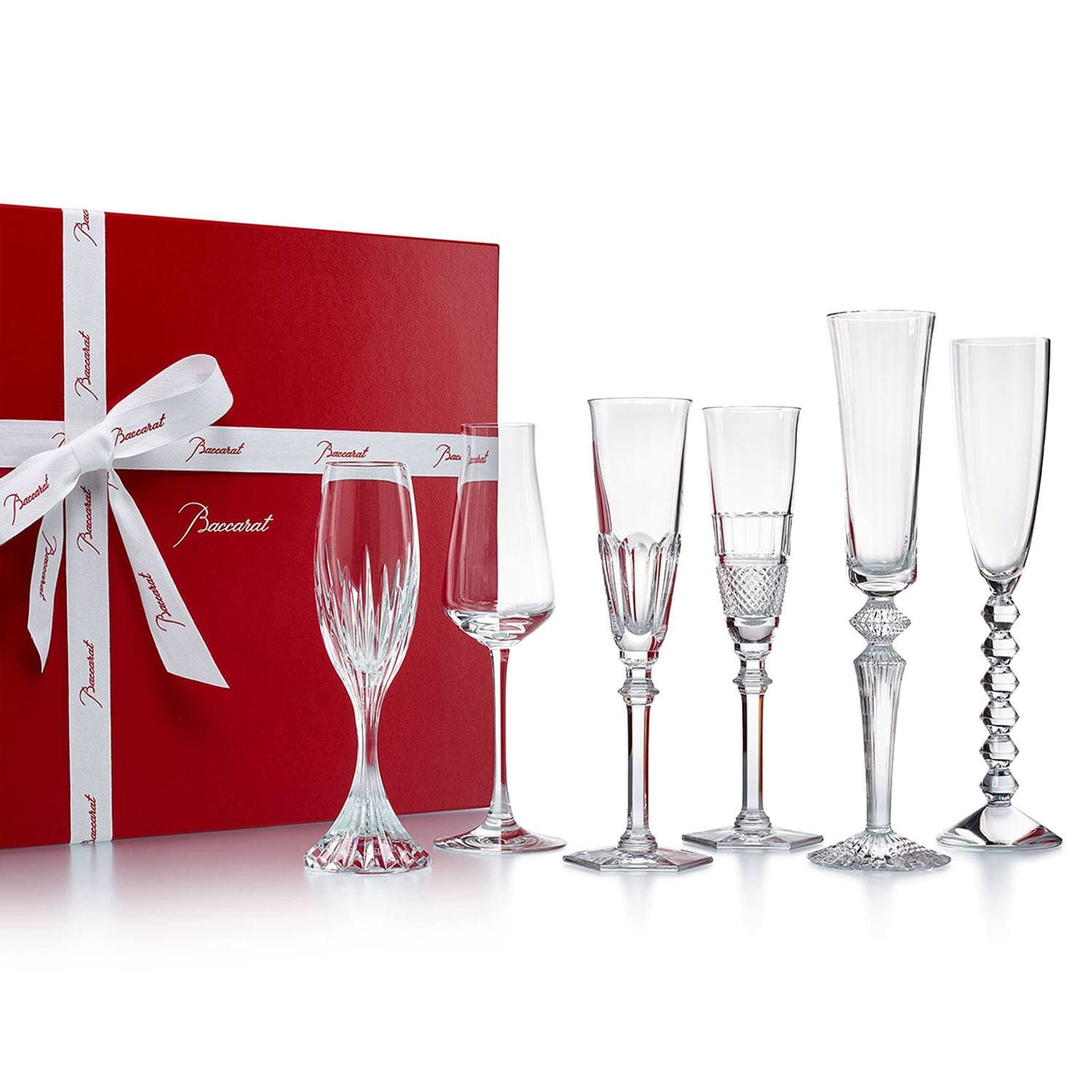 Baccarat Cocktail Champagne Flutes Bubble Box, set of six