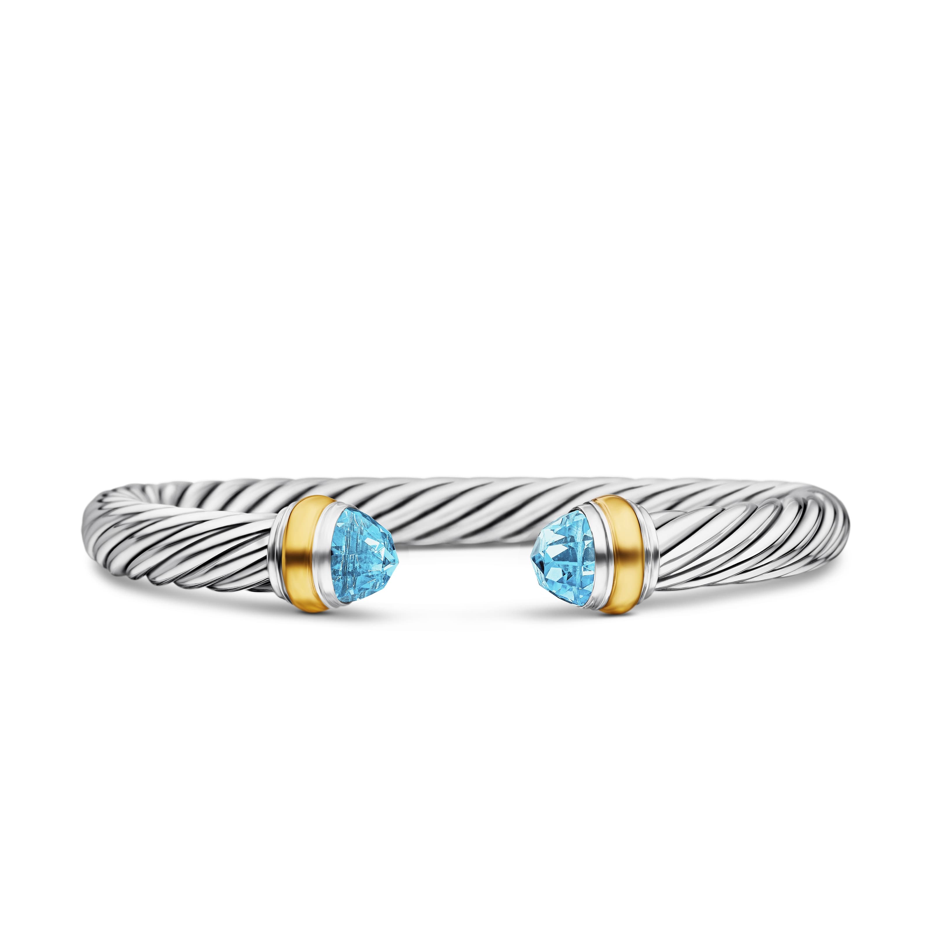 David Yurman Cable Classics Collection Bracelet with Blue Topaz and 14K Gold | Side View
