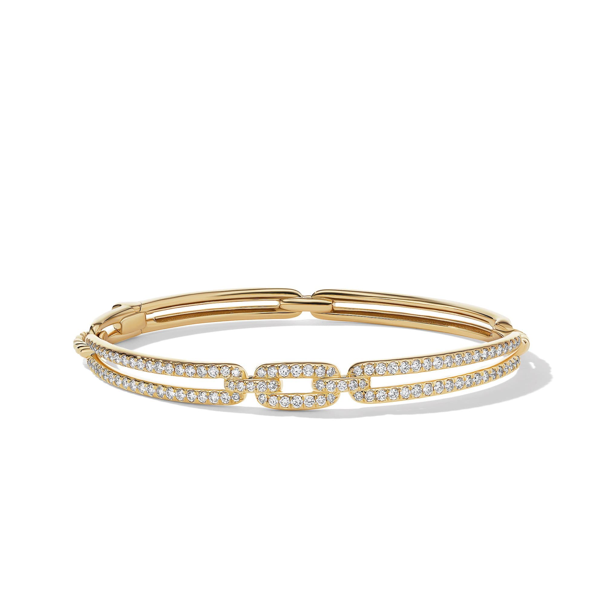 David Yurman Stax Linked Bracelet in 18k Yellow Gold with Pave Diamonds