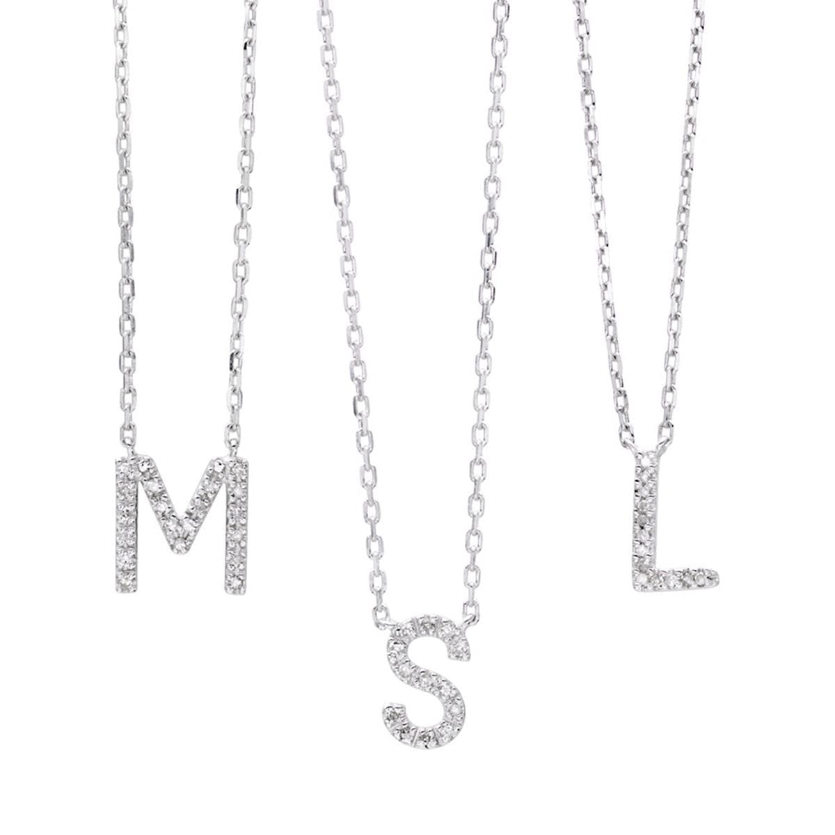 Diamond Initial Necklace in Silver