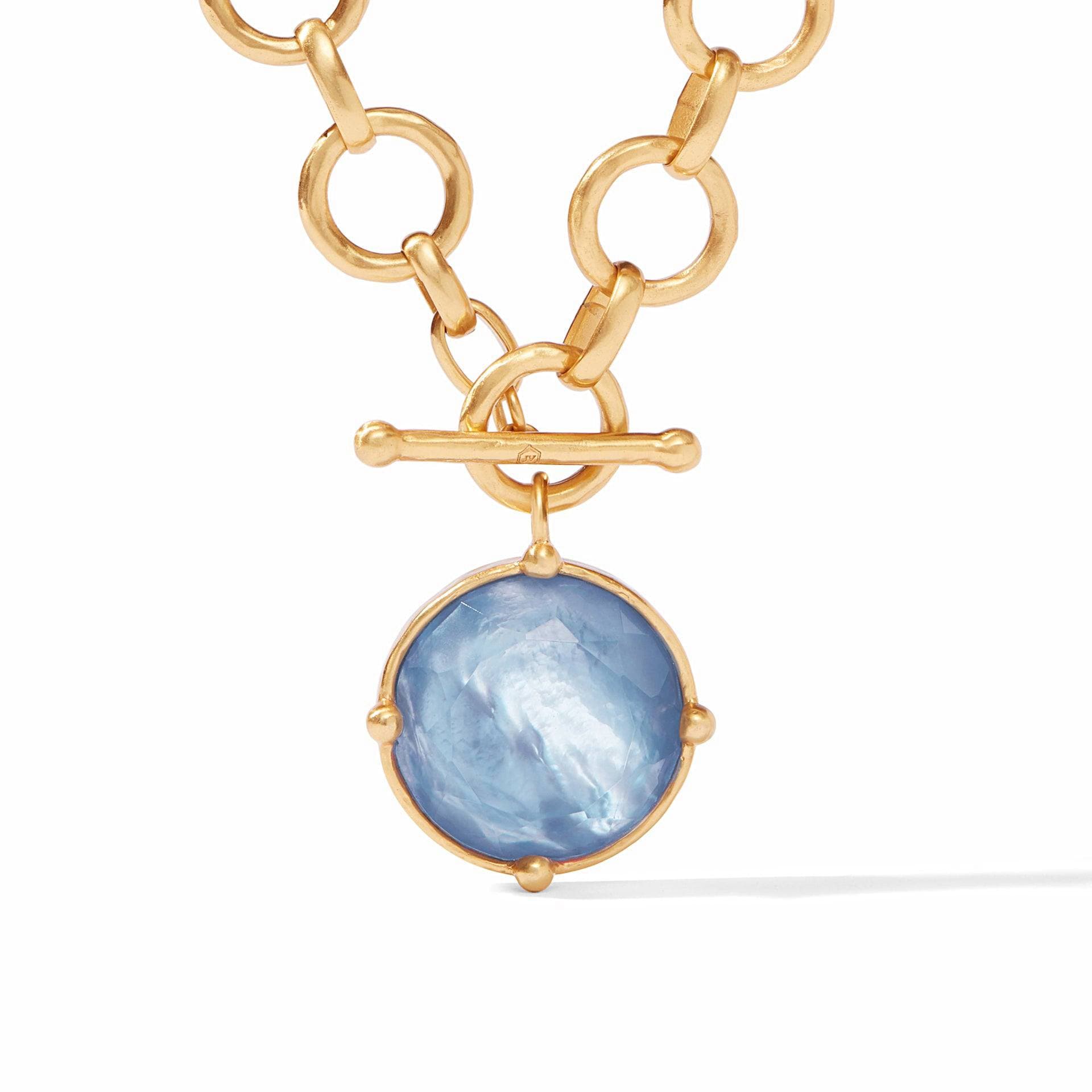 Julie Vos Honeybee Statement Necklace in Iridescent Clear Chalcedony Blue