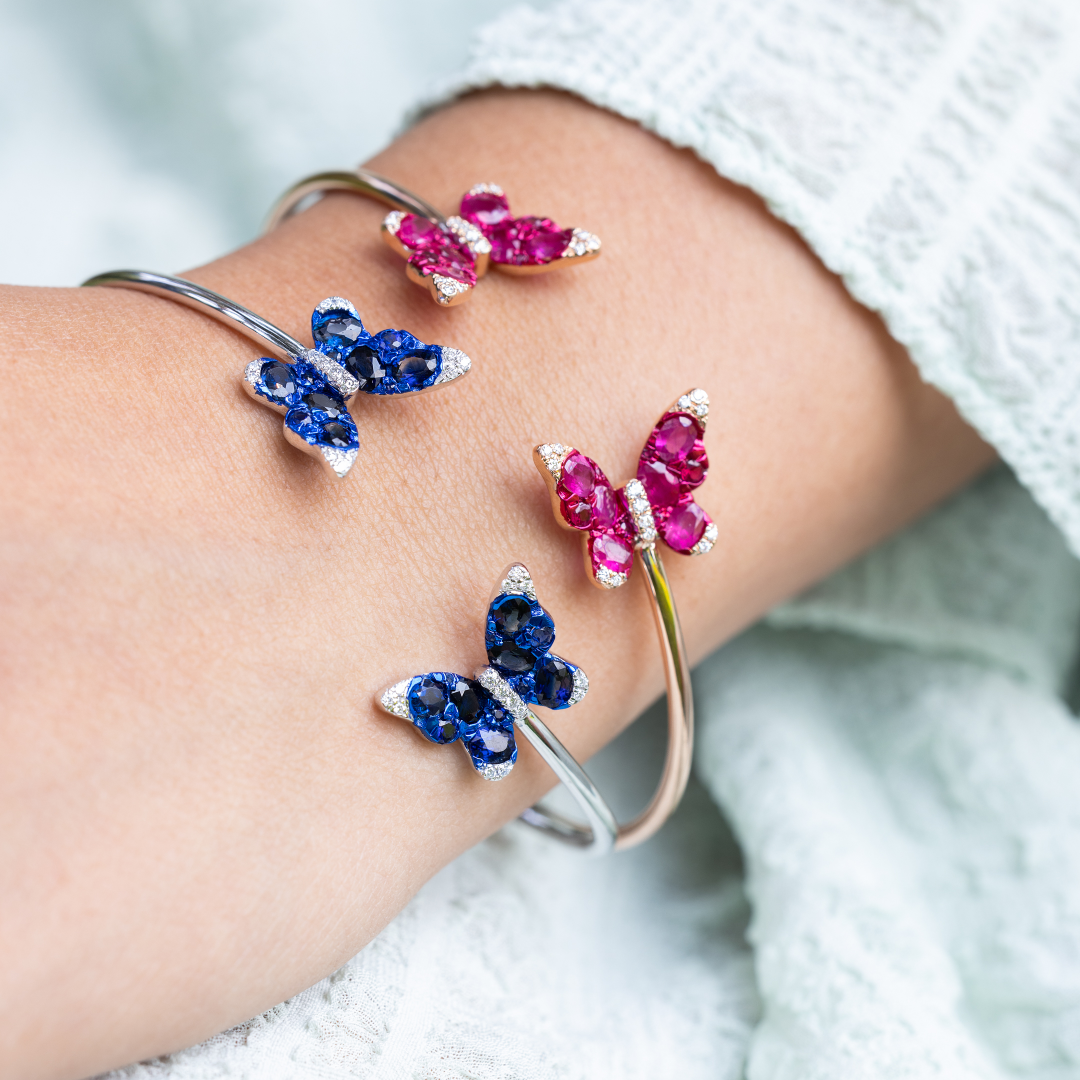 Ruby and Diamond Rose Gold Butterfly Cuff Bracelet 1