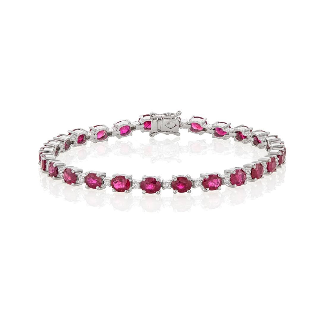 Oval Shaped Ruby Bracelet with Round Diamonds 0