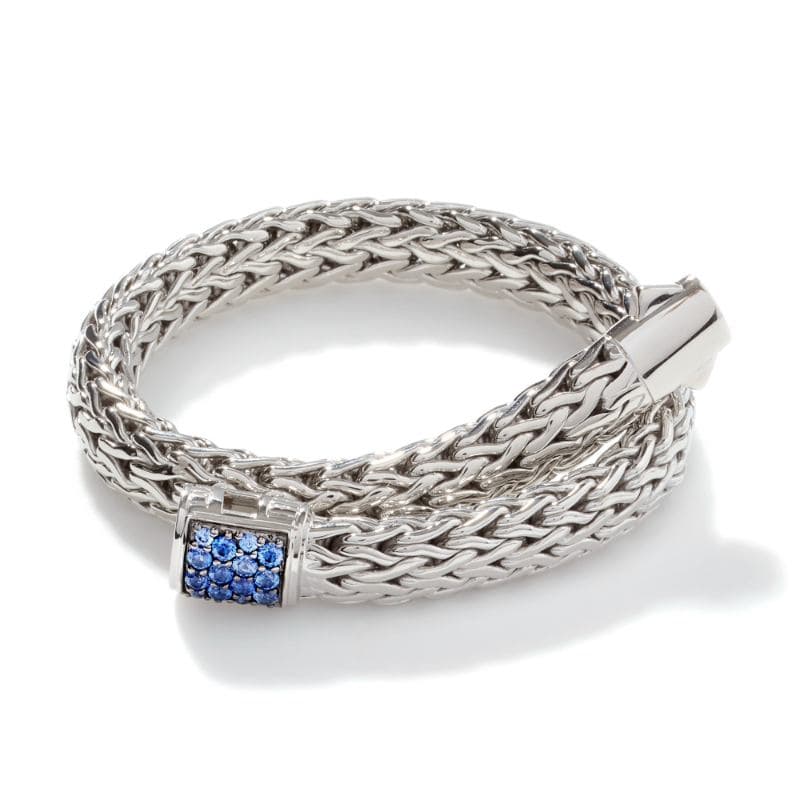 John Hardy Woven 7.5mm Chain Bracelet with Blue Sapphires 2