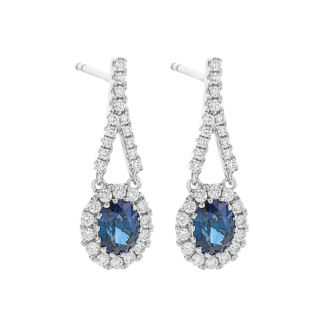 White Gold Teardrop Shape Gemstone and Diamond Earrings