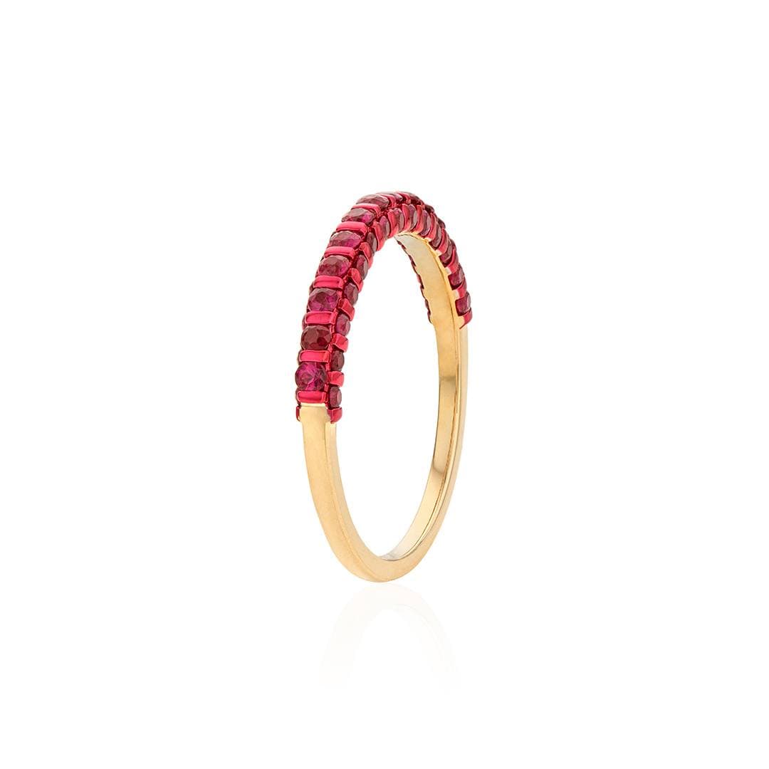 Three Sided Yellow Gold Ruby Band 1