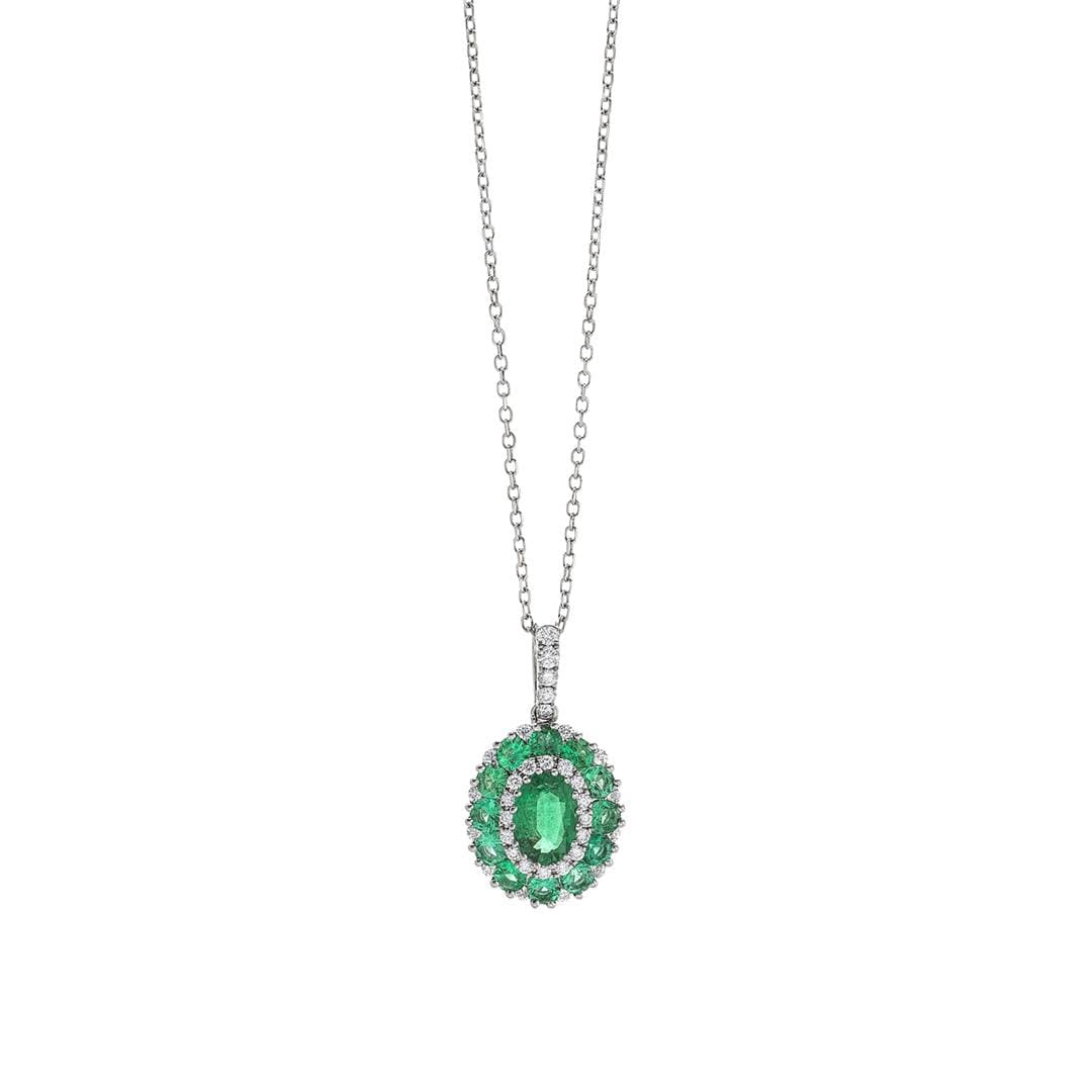 Emerald and Diamond Pendant Necklace