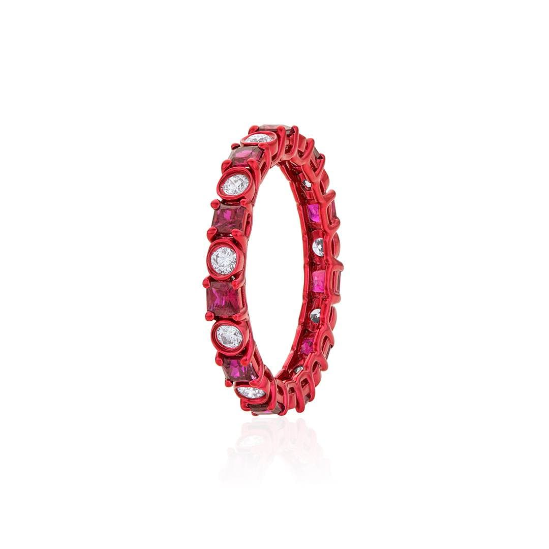 Ruby and Diamond Red Gold Eternity Ring 1