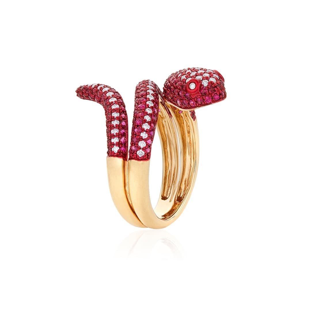 Snake Wrap Ring with Rubies and Diamonds 1