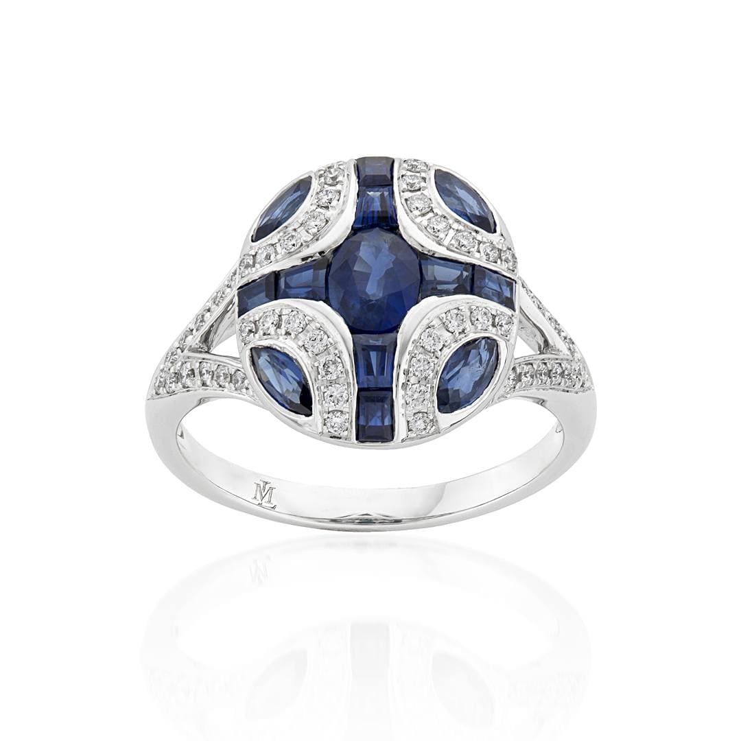 White Gold Sapphire & Diamond Ring