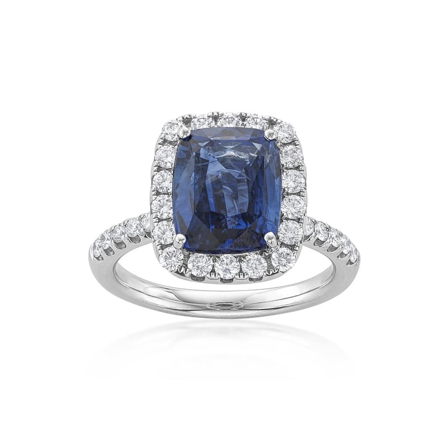 5.52 CT Cushion Sapphire Ring with Diamonds 0