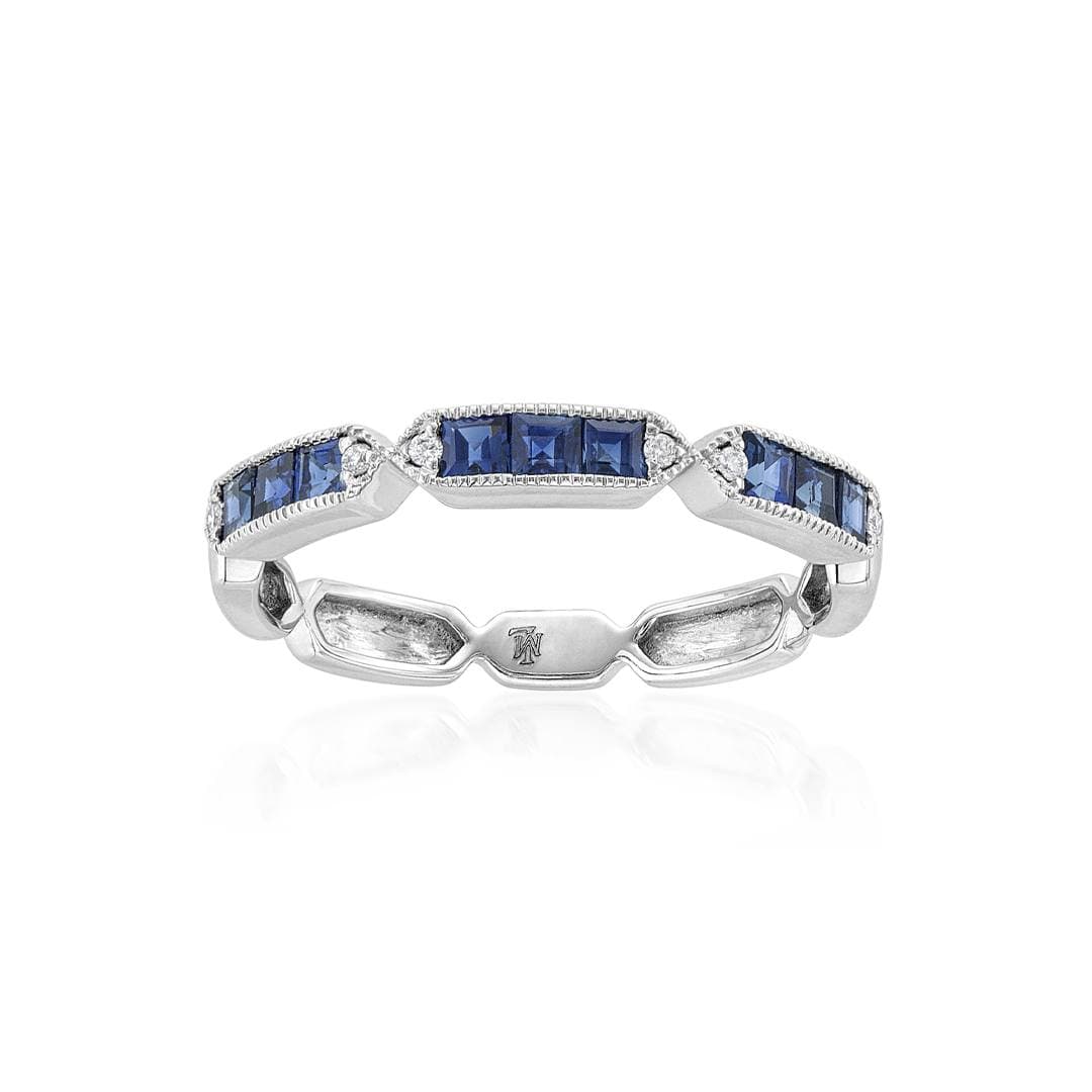 Triple Square Gemstone Band with Diamonds