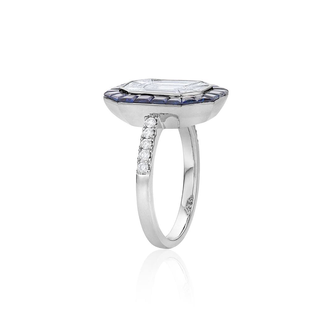 Diamond Cluster Ring with Sapphire Halo 1