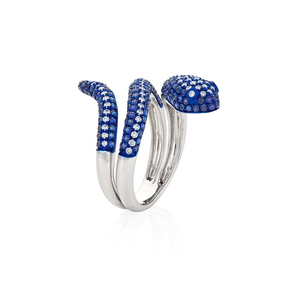 Snake Wrap Ring with Sapphires and Diamonds 1