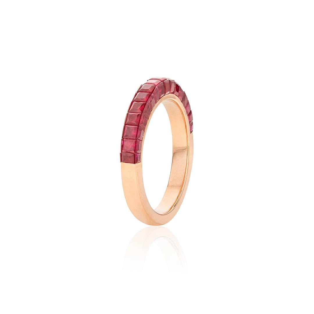 Three Sided Rose Gold Ruby Band 1