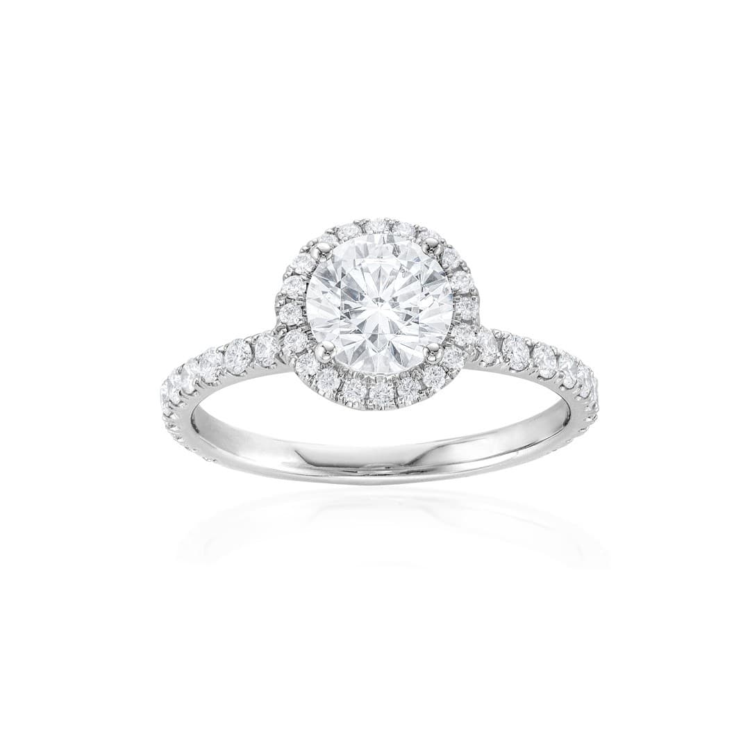 Michael M. Semi-Mount Diamond Engagement Ring with Pave Diamond Accented Shank 0